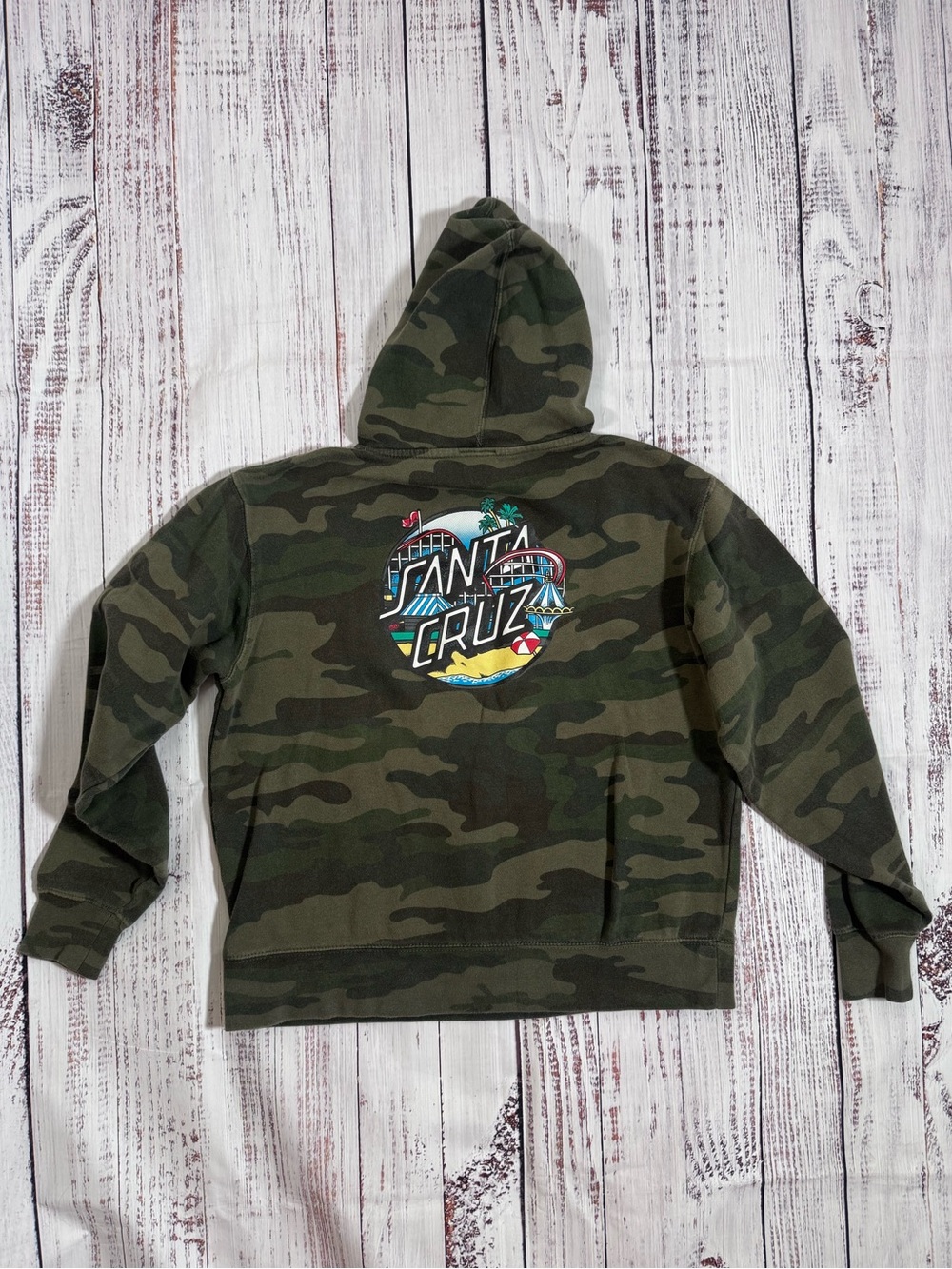 Santa Cruz Skateboards Camo Pullover Hoodie - Olive & Forest Green
